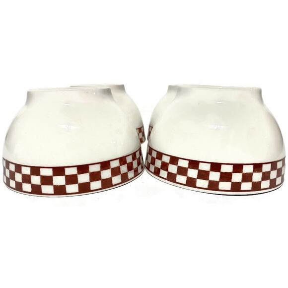 Home Trends Farm Fresh Bowl Set of Four White With Red Checks 3.25 x 5.5 - Picture 5 of 7